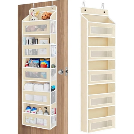 Pkalq over The Door Storage Organizer, 5 Shelf Hanging Organizer with 5 Large Capacity Pockets, Behind The Door Storage for Bedroom, Bathroom
