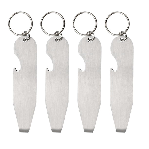 4Pcs Pocket Bottle Opener with Keychain Stainless Steel Beer Bottle Opener Bartender Bar Can Opener Keyring Easy to Use