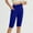 Blue, variant on Olyvenn Women's Knee Length Capri Leggings with Pockets High Waisted Workout Exercise Yoga Capris Pants for Women Army Green M