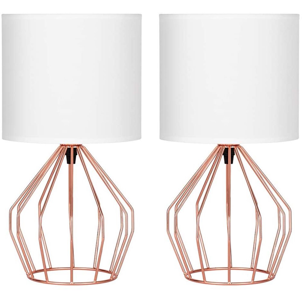 Bedside Table Lamps Small Nightstand Lamp, Modern Style Rose Gold
