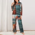 thumbnail image 2 of Fotbe Swimming Goggled Flamingo Conjunto de Pijama de Manga Larga para Mujer con Estampado, Ropa de Dormir de 2 Piezas, Conjunto de Casa Suave y Cómodo con Bolsillos-XX-Large, 2 of 7