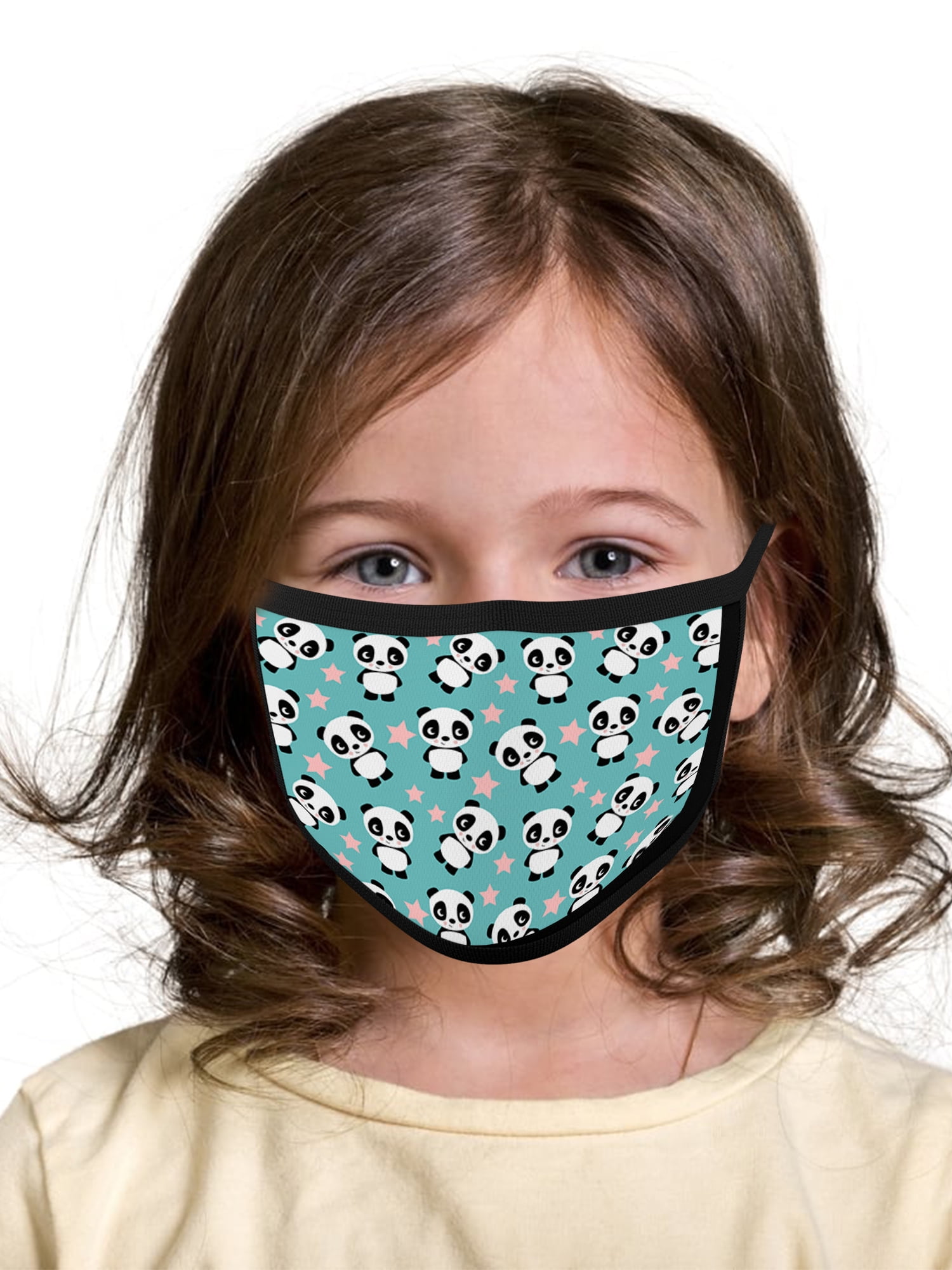 Panda Face Mask Children Face Mask Kids Reusable Face Masks Washable 3 Layered Face Mask for Kids Kawaii Face Mask for Boys Girls Panda Mask Ages 4 to 10