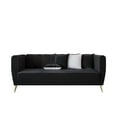 thumbnail image 3 of Home Design Scarlett Velvet Flared Arm 3-Seater Sofa with 4 Throw Pillows, Vertical Channel Tufting and Metal Legs, Modern Luxury, Black, 3 of 5
