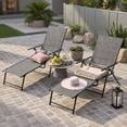 thumbnail image 3 of Resenkos Outdoor Chaise Lounge Chair, 2 Piece Patio Folding Chaise Lounge Chairs Recliner with 6-Level Backrest-Gray, Portable Recliner for Lawn Garden Beach Yard, 3 of 7