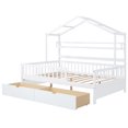 thumbnail image 5 of JERFIT White Full Size House Bed Frame with Storage Drawers Shelf, Wooden Platform Bed with Slats, 5 of 10