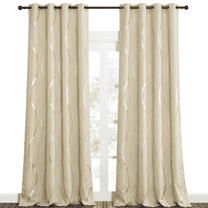 NICETOWN Blackout Curtains 95 Inch Length 2 Panels Thermal Insulated Window Treatment for Bedroom Grommet Room Darkening Curtains with Wave Vine Printed, 52x95 inch
