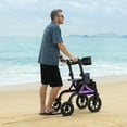 thumbnail image 5 of MAXWALK Rollator Walker for Seniors, 12" Big Rubber Wheels Foldable All Terrain Outdoor Aluminum Rolling Walker with Breathable Mesh Backrest, Height Adjustment for 5-6.5ft, Purple, 5 of 10