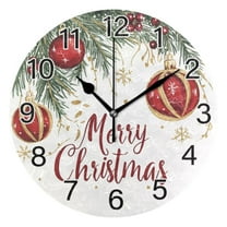Ryvnso Merry Christmas Bell Wall Clock Non Ticking Silent Kitchen Clock Battery Operated Clocks 10 inch