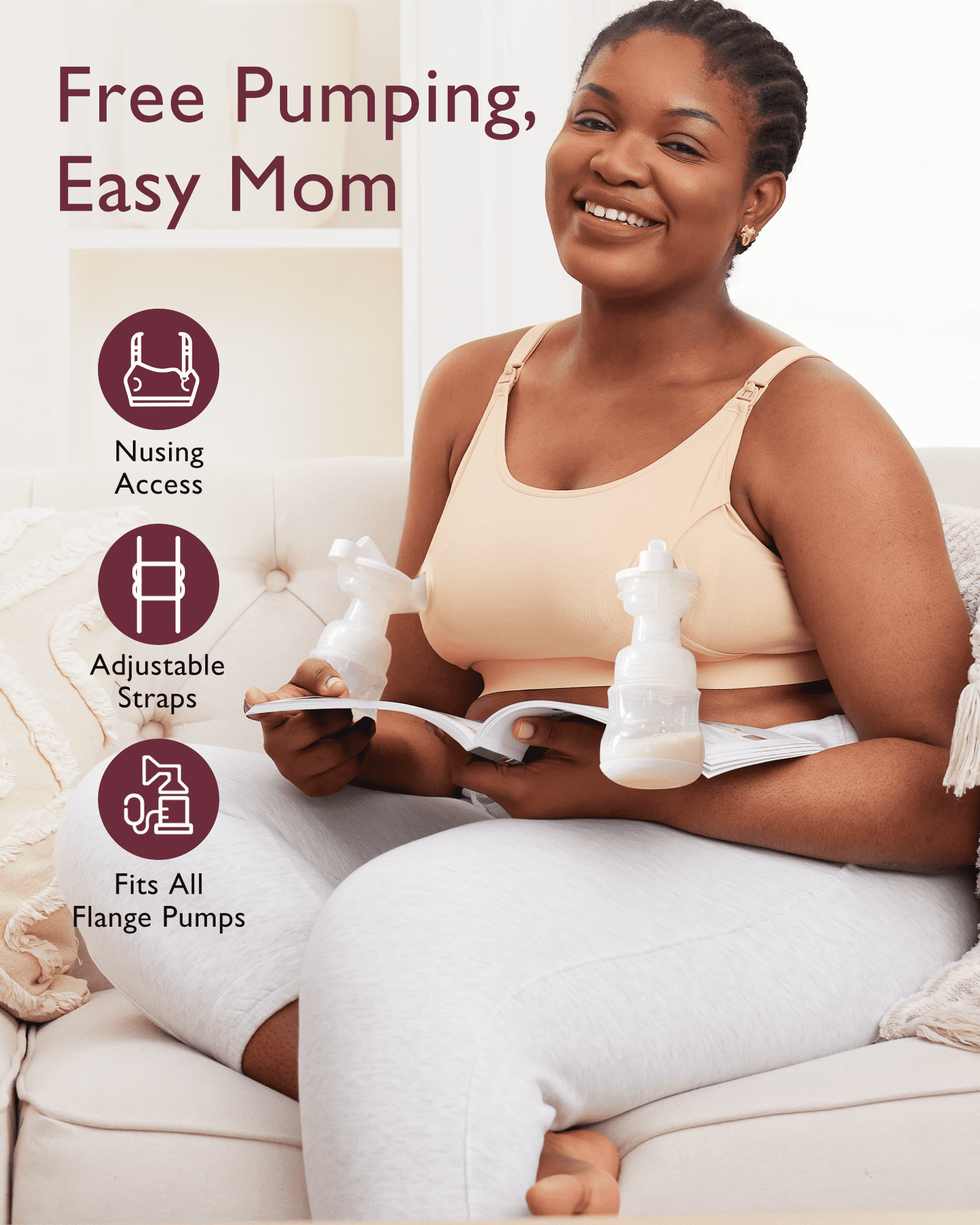 Momcozy Women's Maternity Hands-Free Pumping and Nursing Bra, Sizes XS-2XL