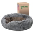 thumbnail image 1 of Cama Redonda para Perro Furhaven Gris de Piel Sintética y Cubierta Lavable, Tamaño Grande, 1 of 9