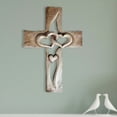thumbnail image 3 of Leaveforme Carved Cross Antique Exquisite Intertwined Hearts Wall Hanging Hand Carved Cross for Gifts, 3 of 7