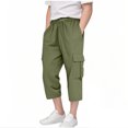 thumbnail image 2 of TMOYZQ Boys Girls Cargo Capris Hiking Pants Lightweight Quick Dry Outdoor Athletic Travel Casual Loose Comfy Cute Pockets, 2 of 7