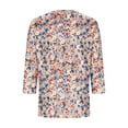 thumbnail image 5 of T-Shirts for Women 3/4 Sleeve V-Neck Floral Printed Casual Dressy Tunic Tops Laides T-Shirts, 5 of 6