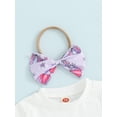 thumbnail image 5 of Argulvti Infant Baby Girls Shorts Outfits, Letter Print Short Sleeve T-Shirt with Shell Pattern Shorts and Bow Heaband Set, 5 of 9