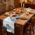 thumbnail image 2 of Navy Blue Pumpkin Fall Table Runner - 48 Inch Long Thanksgiving Ombre Maple Leaf Harvest Cotton and Linen Blended Dress Scarves Farmhouse Table Runner for Kitchen Dining, Coffee Table, 13" x 48", 2 of 8