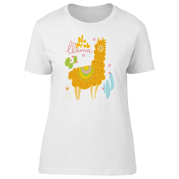 Cute No Prob Lama Lettering T-Shirt Women -Image by Shutterstock, Female XX-Large