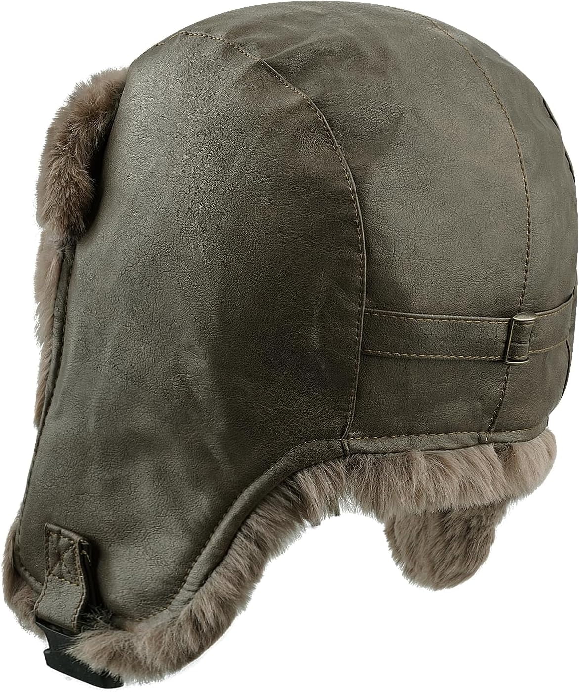Zhengup Aviator Faux Leather Trapper Eskimo Earflap Hunting Hat Cold Weather Winter Gear Russian Ushanka Cossack Trooper Hat