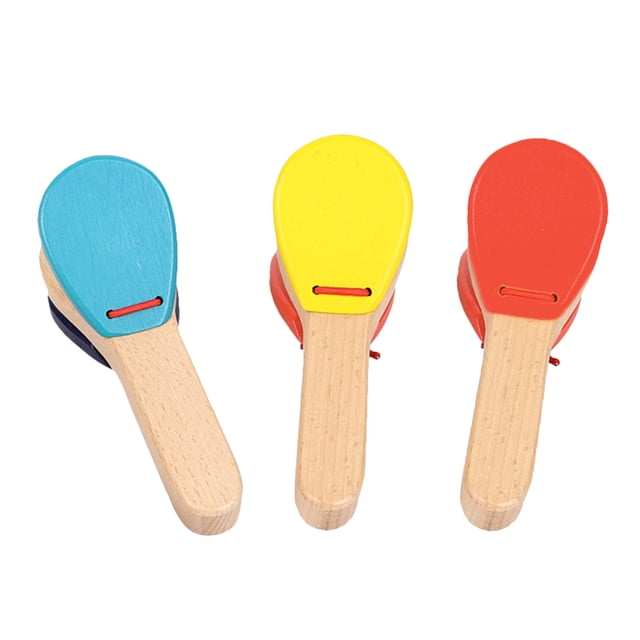 Miangastore 3pcs Kids Castanet Wooden Castanets Toys Percussion Musical Toy Kids Instrument