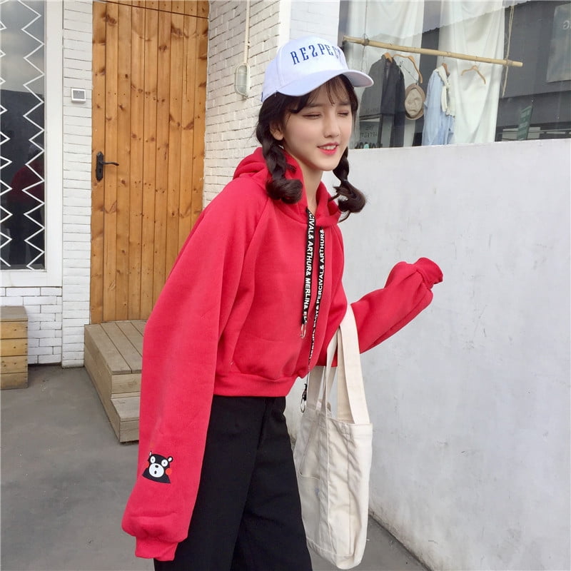 Puff Sleeve Pullover Hoodie Tops 