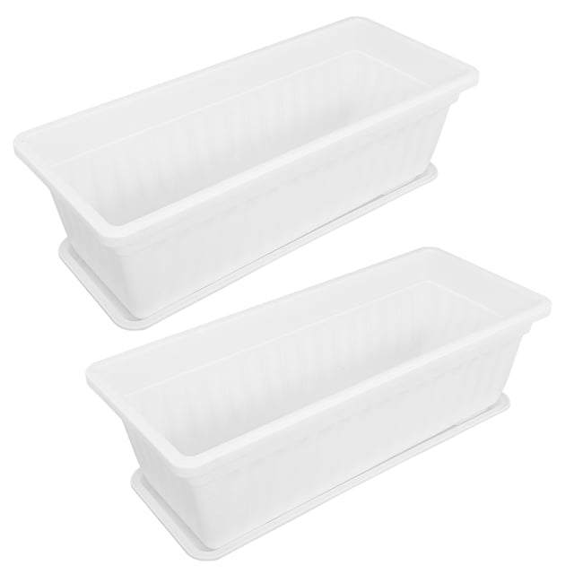 unbranded 2Pcs Vegetable Flower Pot Plastic Rectangular Planters for Home Gardening Lovers