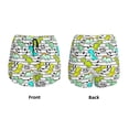 thumbnail image 6 of Uemuo Funny Dinosaurs on Stripes Pattern Women's Athletic Shorts High Waisted Running Shorts with Liner Pockets Gym Elastic Workout Shorts-, 6 of 9