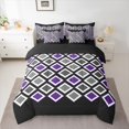 thumbnail image 2 of Castle Fairy Geometric Plaid Bedding Comforter Set,Minimalist Checkered King Bedding Sets, 2 of 8