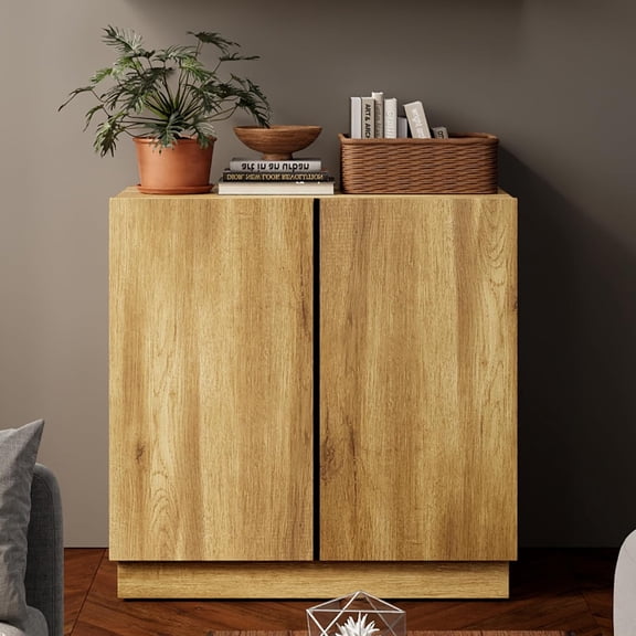 Buffet Sideboard Cabinet Farmhouse Modern Storage Cabinet with Shelf for Kitchen, Coffee Bar for Living Room, Oak Yellow Grain
