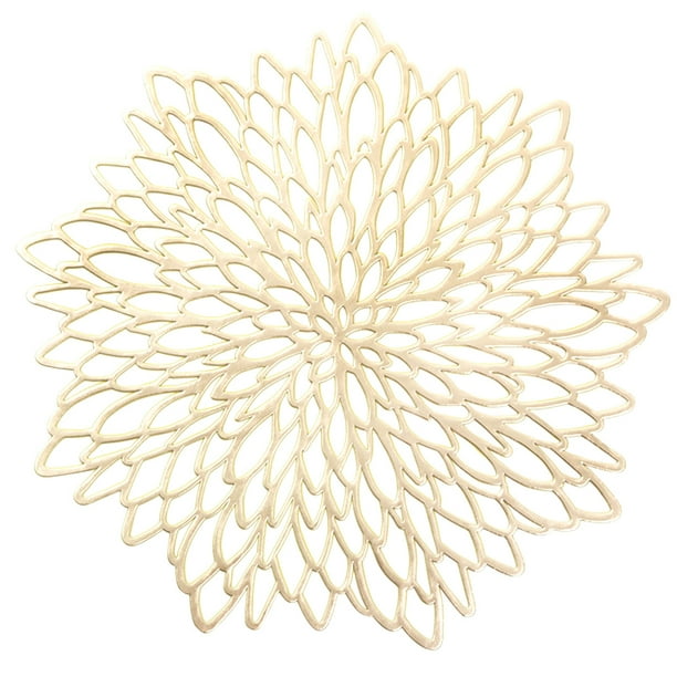 Manteles individuales de mesa de PVC, posavasos para platos huecos, antideslizantes, lavables, para mesa de comedor para hotel en casa, dorado 6 Piezas Inevent HA003859-02