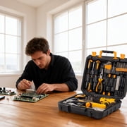 UBesGoo 146pcs Power Tool Combo Kits with 8V Cordless Drill, 10MM 3/8'' Keyless Chuck, Professional Home Household Kit DIY Hand Tool Set, Yellow