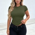 thumbnail image 5 of Asgosdo Womens T-Shirts Summer Short Sleeve Solid Color Slim Fit Tops Casual Basic Going Out Clothes, 5 of 5