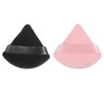 thumbnail image 1 of Unique Bargains 2 Pcs Loose Powder Puff Face Soft Triangle Puff Blender Beauty Makeup Tool Short Plush Black Pink, 1 of 6