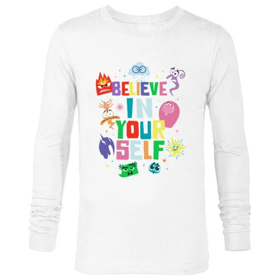 Disney and Pixar’s Inside Out 2 Emotions Believe in Yourself- Long Sleeve T-Shirt for Men - Customized-White