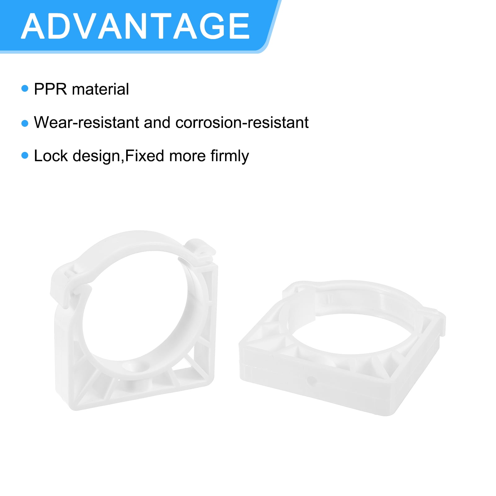 Uxcell 12Pack PPR Water Pipe Clamps, U Shaped Pipe Clamp Clips with Fixing Clip Fit for 63mm/2.48" OD Water Pipes, White