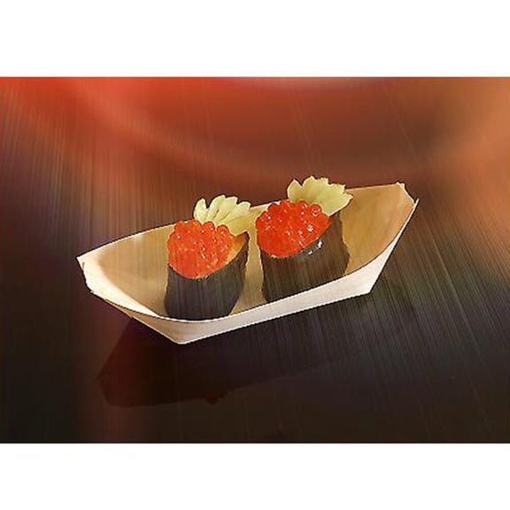 Raindrops Disposable Boat Shape Wood Tray 50Pcs 3.3X2.2X0.6In