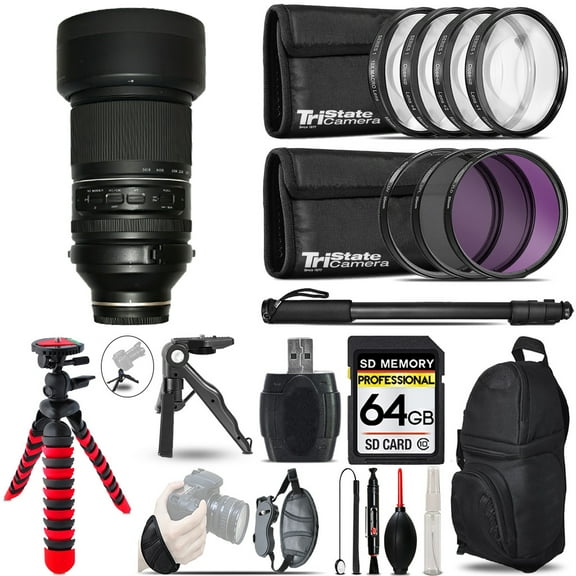 Tamron 150-500mm f/5-6.7 Di III VXD Lens for Sony E   Slave Flash   MACRO, UV-CPL-FLD - 64GB Accessory Bundle