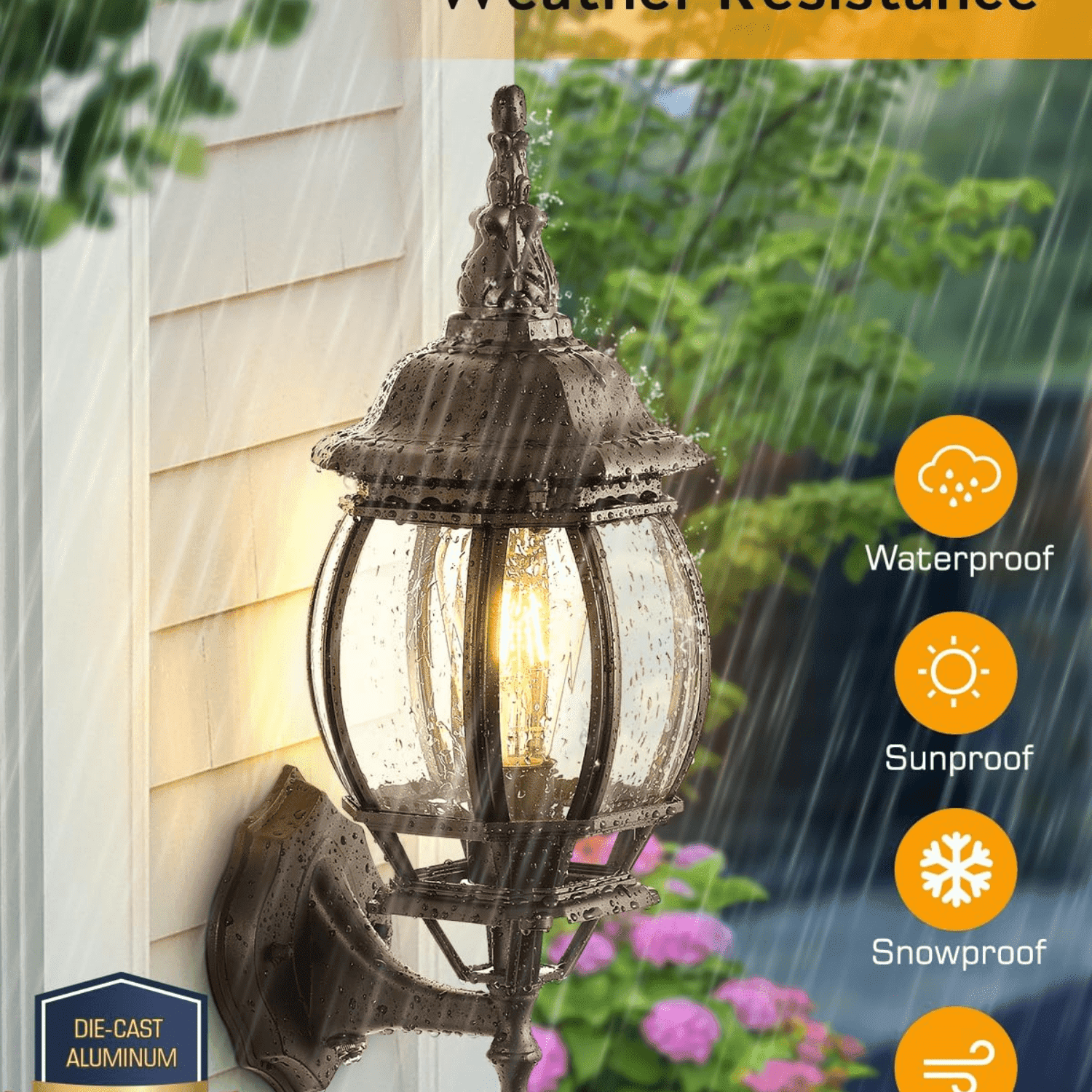 VIANIS Outdoor Wall Lantern, Dusk to Dawn Porch Lights, Outside Lighting Fixtures for House, Oil Rubbed Bronze Exterior Garage Light Fixtures Wall Mount, Anti Rust Outdoor Wall Sconce Lamp for Patio