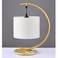 thumbnail image 4 of FSLiving Modern Table Lamp with Timer Plug in Cord Bedside Lamp for Bedroom Decor Nightstand Lamp with Fabric Shade for Living Room,Dorm,Home Office (White & Gold) - 1 Pack, 4 of 7