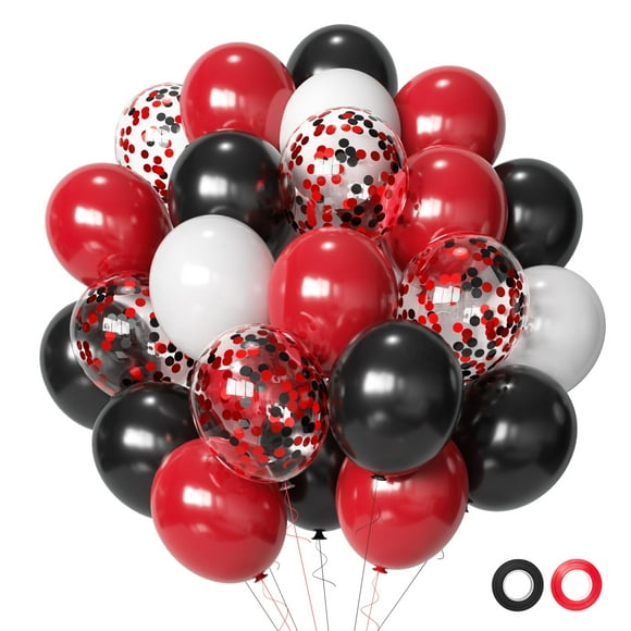 Globos de látex Aiwolf rojos y negros de 12 pulgadas, 50 unidades
