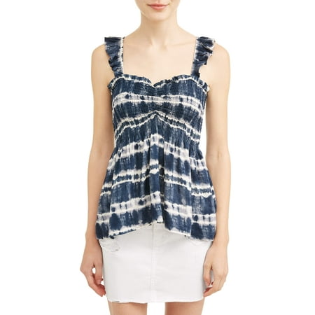 Smocked Woven Shirt - Juniors' Flutter Sleeve Printed Smocked Top