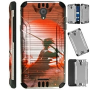 WORLD ACC Silver Guard Compatible with Cricket Icon | AT&T Radiant Core Case Slim Hybrid Phone Cover (Red Samurai)