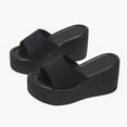 thumbnail image 5 of Slippers for Women,Platform Slippers Casual Comfortable Soft Fabric Slide Sandals With Thick Sole For Beach Walking Indoor Outdoor,Womens Slippers,Black,8.5, 5 of 6
