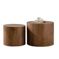 thumbnail image 6 of Leumius Nesting Coffee Table Set of 2, Round Wooden Coffee Tables Circle Modern Table, Accent End Side Table for Small Space Living Room Bedroom Brown, 6 of 7