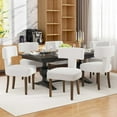 thumbnail image 3 of DONICK T-Shape Back Upholstered Dining Chairs Set of 8,Lambswool Fabric Modern Wooden Armless Side Chair for Dining Room Kitchen Living Room Bedroom(Beige), 3 of 12