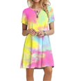 thumbnail image 2 of Drindf Women's Midi Tie Dye Dress Casual Short Sleeve O Neck Swing Dresses for Beach, 2 of 6
