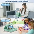 thumbnail image 2 of KDD Tablet Pillow Holder, Foldable iPad Stand for Lap, Bed and Desk -Tablet Soft Pad Dock with Pocket & Stylus Mount Compatible, Green, 2 of 8