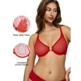thumbnail image 2 of Wingslove Women's Front Closure Sheer See Through Bra Racerback Unlined Underwire Bras for Everyday, 2 of 6