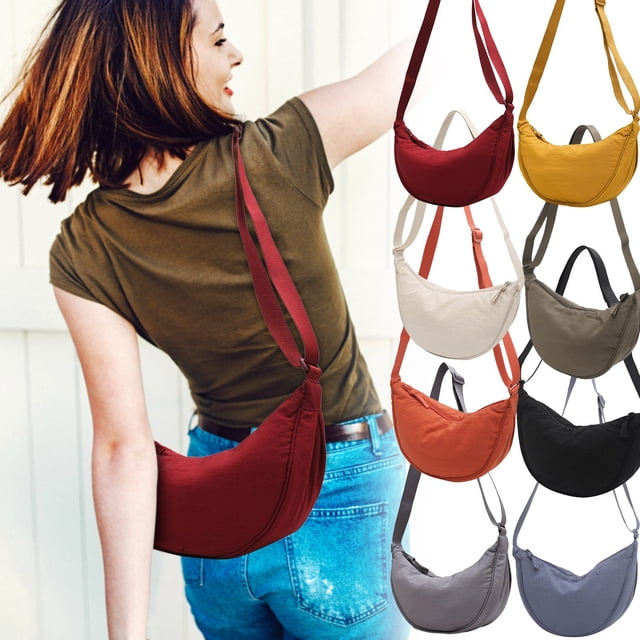 Bolso bandolera de mujer Bolso de nylon para dumplings - Bolso de hombro de tela impermeable y ligera, diseño minimalista clásico, bolso versátil para el diario