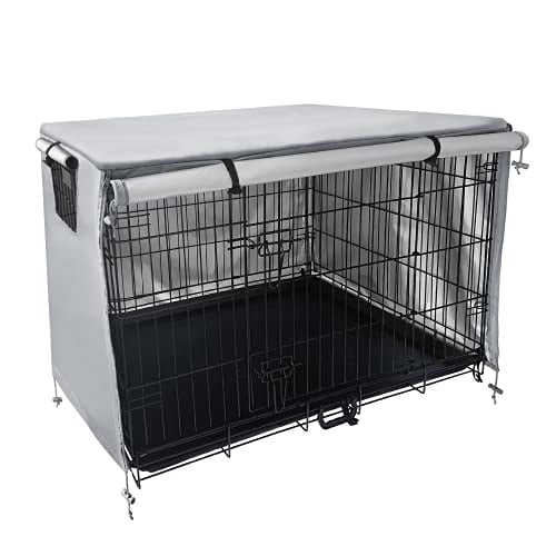 Grey Pecopcock Dogs Cage Cover Privacy Windproof Safe for Dog Durable-Polyester Pet Kennel Cover Crate Cover 48 inches