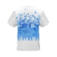 thumbnail image 5 of Ounisa Womens Short Sleeve T Shirts V Neck Digital Print Mesh Panel Pullover All Over Print Casual Spring Summer Fashion Tops S-2XL, 5 of 5