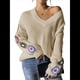 thumbnail image 3 of Suéteres de Punto de Larga con Estampado Floral Bohemio Clásico para Mujer, Estilo Informal, para Otoño e Invierno 2025. Albaricoque L, 3 of 8